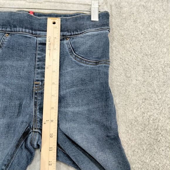 Spanx Pull on Jeggings Wmns S Blue Medium Wash Mid Rise Ankle Raw Hem Slimming - Picture 5 of 12